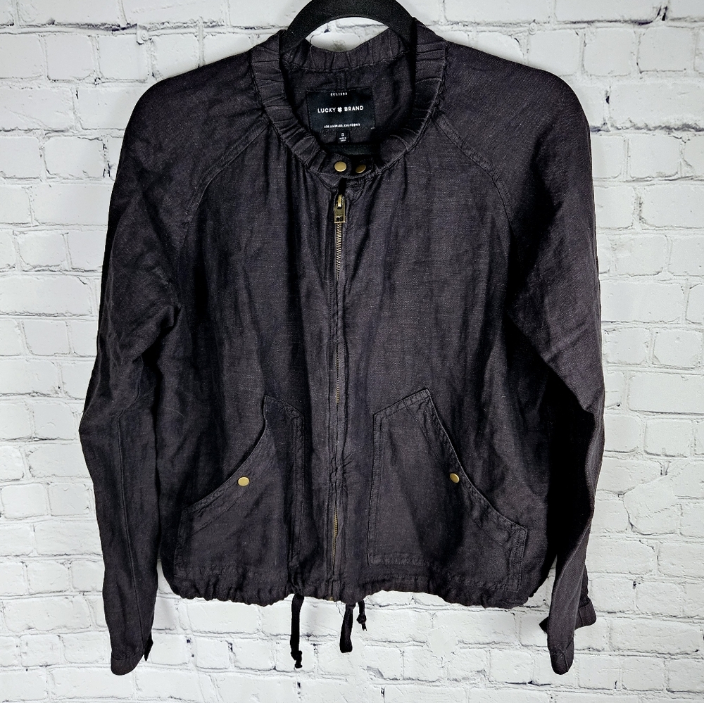 LUCKY BRAND | linen blend lightweight zip jacket